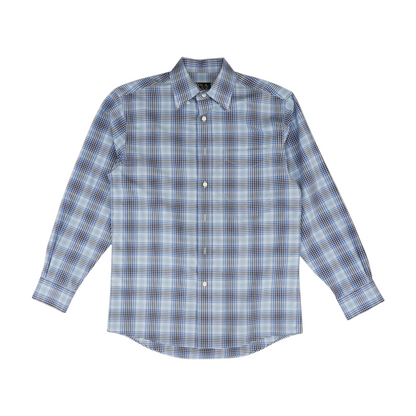 Blue Plaid Long Sleeve Button Down