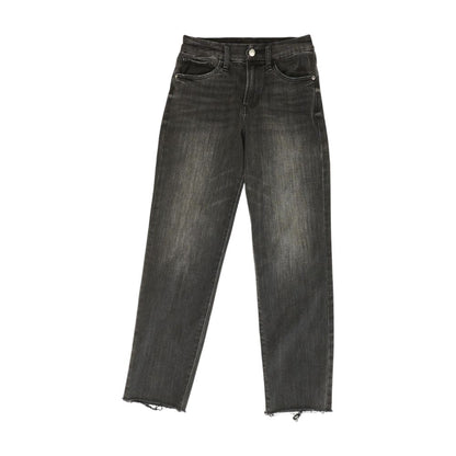 Black Solid High Rise Straight Leg Jeans