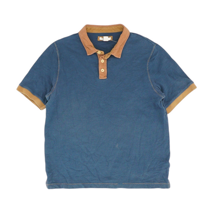 Blue Solid Short Sleeve Polo