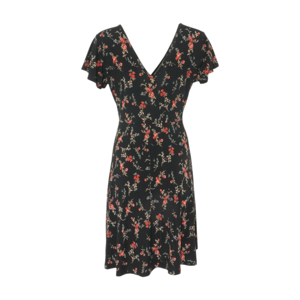 Black Floral Midi Dress