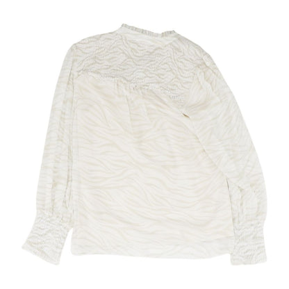 Beige Animal Print Long Sleeve Blouse