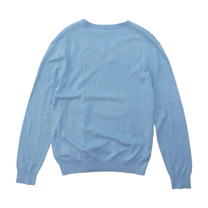 Blue Solid Pullover Sweater