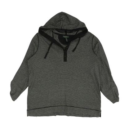 Black Plus Striped Hoodie Pullover