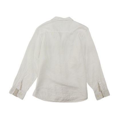 White Solid Long Sleeve Button Down