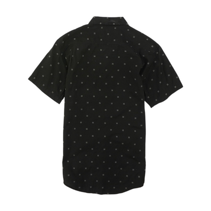 Black Abstract Short Sleeve Button Down