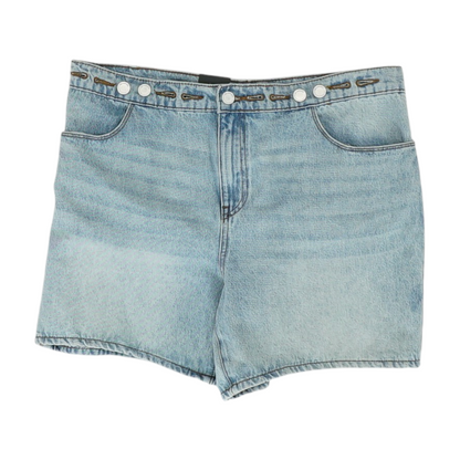 Blue Solid Denim Shorts