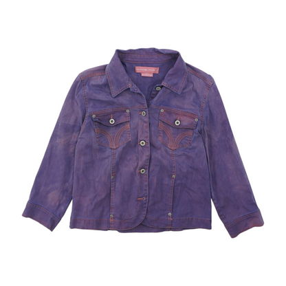 Purple Solid Denim Jacket