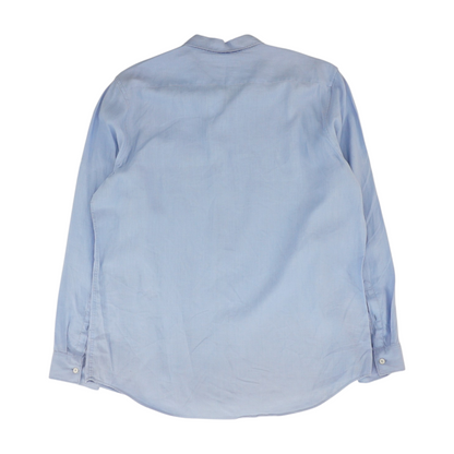 Blue Solid Long Sleeve Button Down