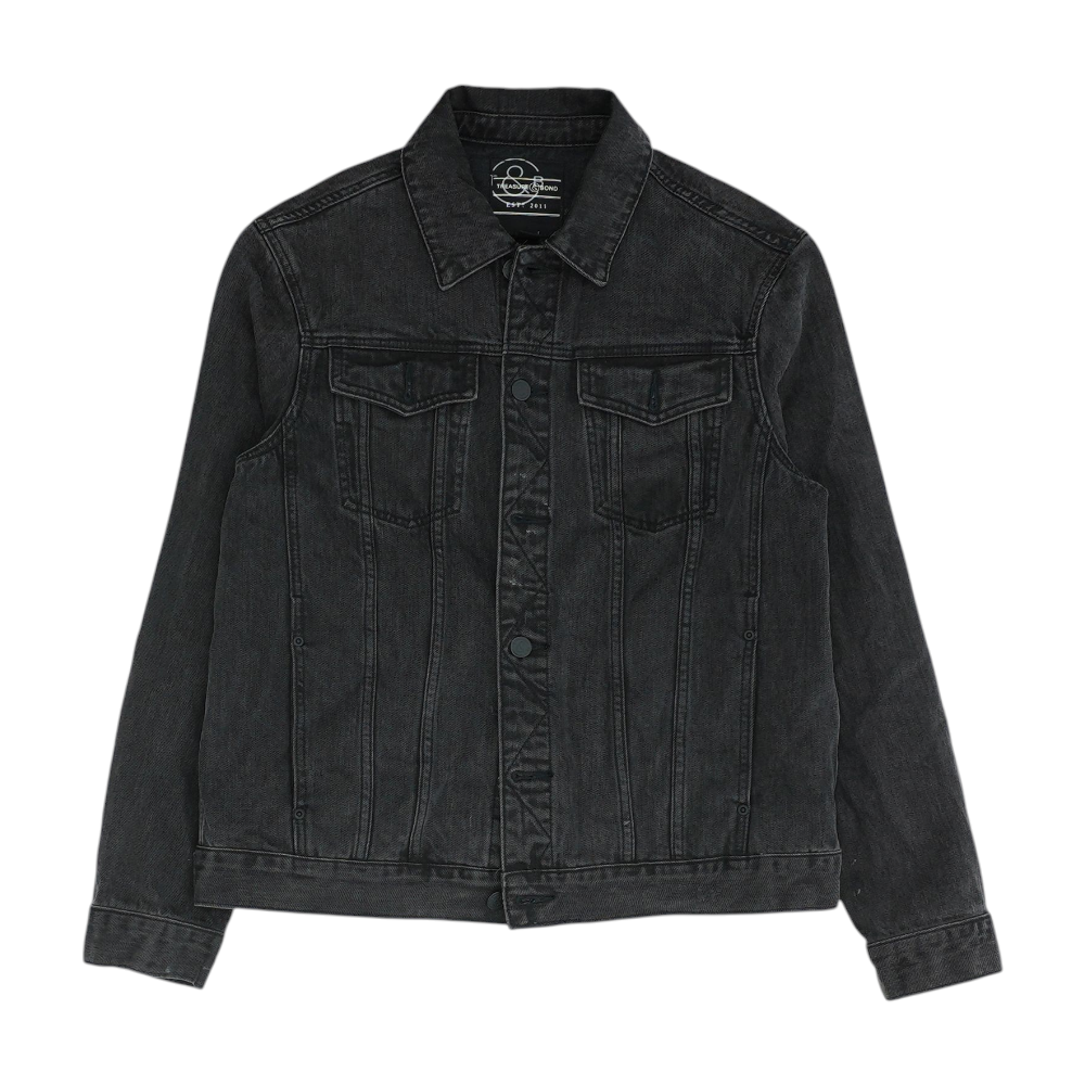 Treasure & Bond Black Solid Denim Jacket – Image 1