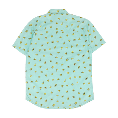 Green Graphic Short Sleeve Button Down