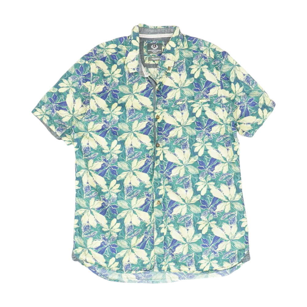 Green Floral Short Sleeve Button Down – Unclaimed Baggage