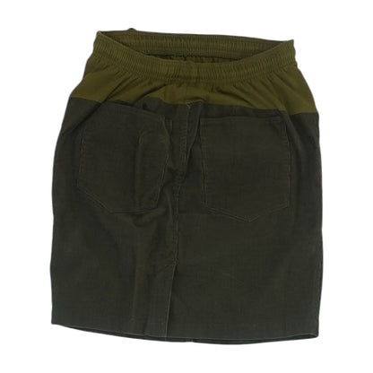 Vintage 1990's-2000's Green Corduroy Trim Maternity Solid Mini Skirt