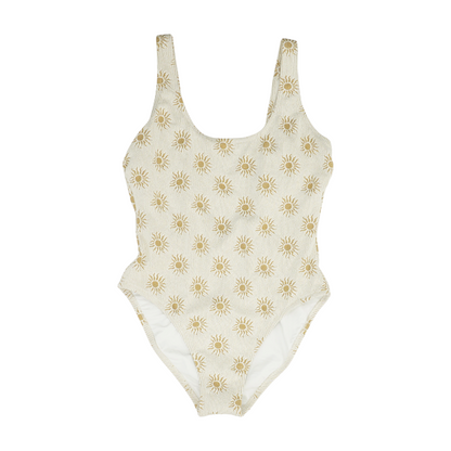 Beige Abstract One-Piece