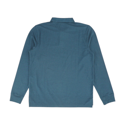 Teal Solid Long Sleeve Polo
