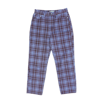 Blue Plaid Straight Jeans