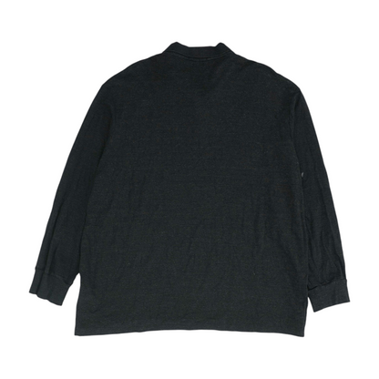 Gray Solid Long Sleeve Polo