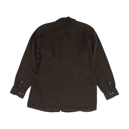 Brown Solid Long Sleeve Button Down