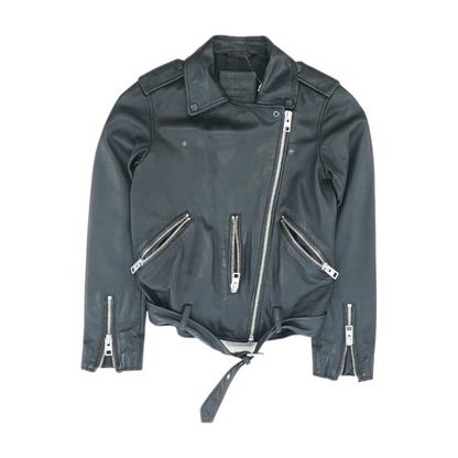 Black Solid Leather Jacket