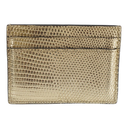 Metallic Gold Laminated Lizard GG Marmont Card Case