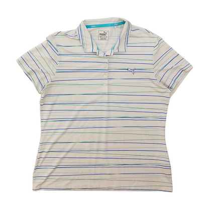 White Striped Short Sleeve Polo
