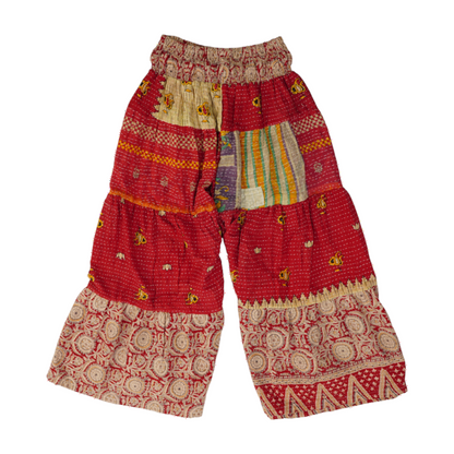 Red Color Block Wide Leg Pants