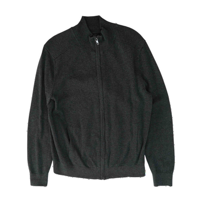 Gray Solid Cardigan Sweater