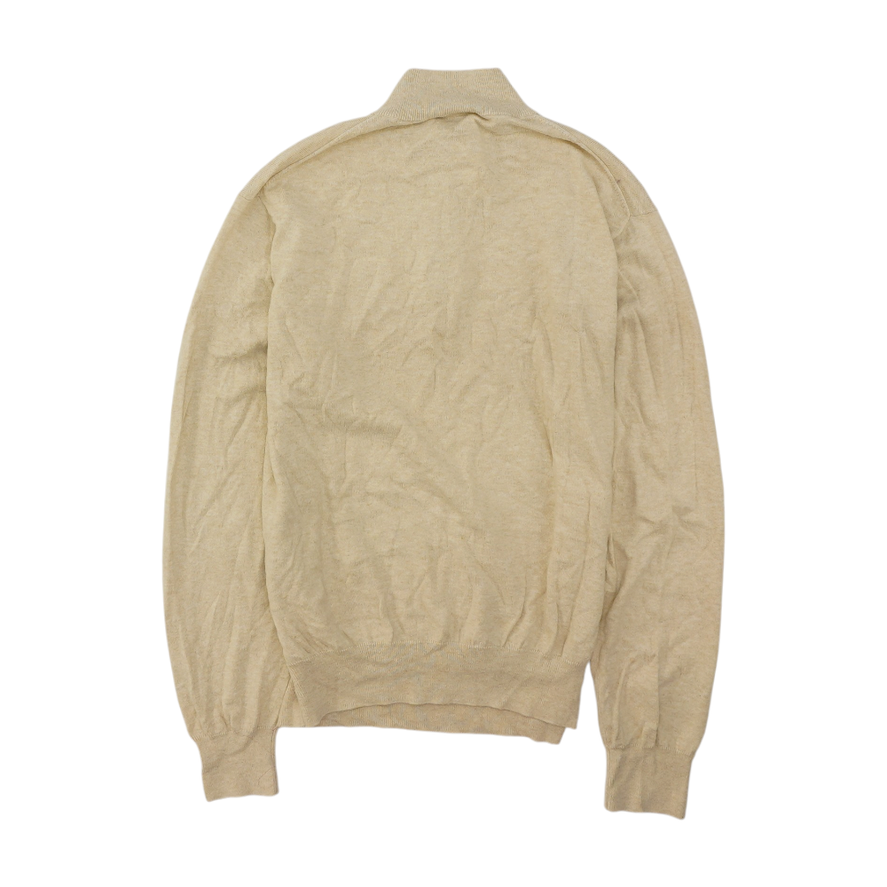 Beige Solid 1/4 Zip Pullover