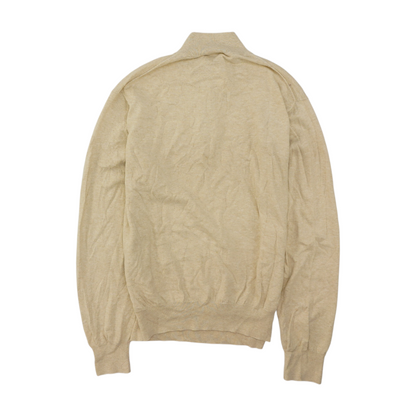 Beige Solid 1/4 Zip Pullover