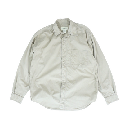 Beige Solid Long Sleeve Button Down
