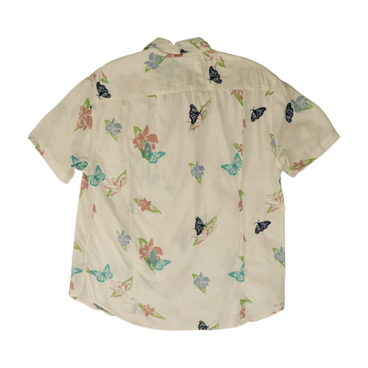 White Print Short Sleeve Button Down