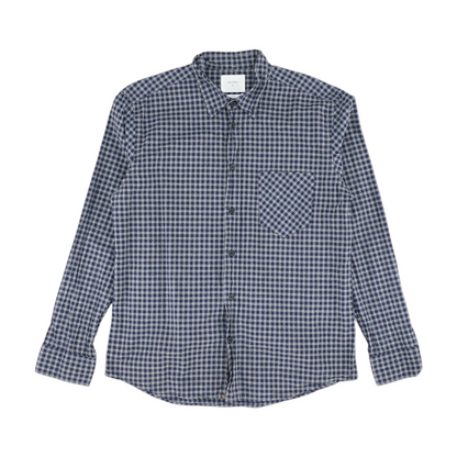 Navy Check Long Sleeve Button Down