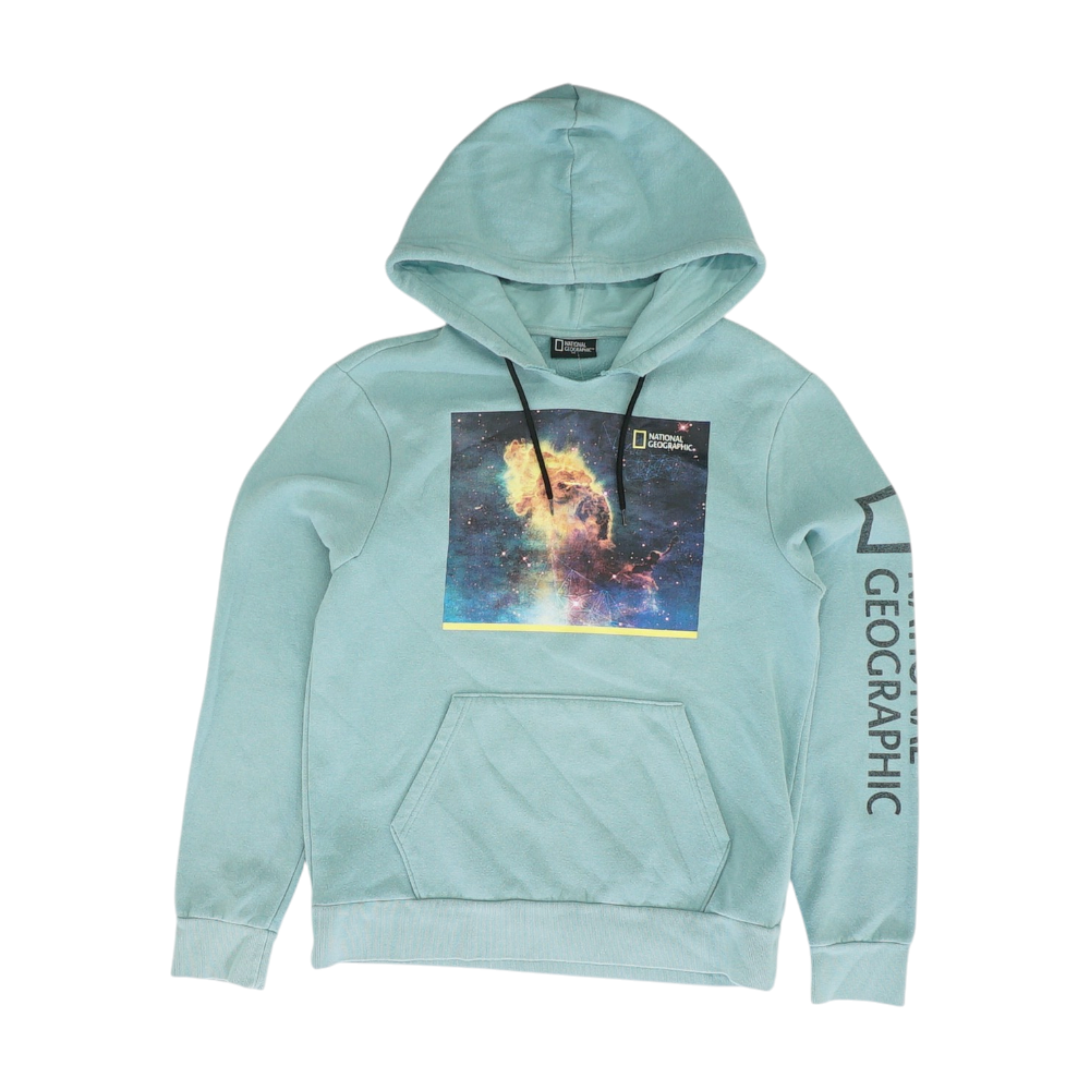 Blue Solid Hoodie Pullover