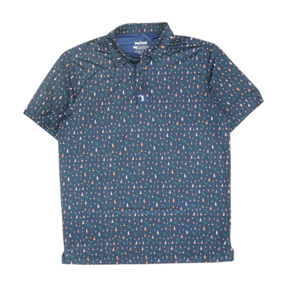 Navy Print Short Sleeve Polo