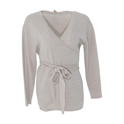 Beige Maternity Cardigan Sweater