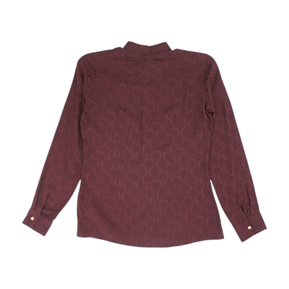 Vintage Burgundy Silk Long Sleeve Button Down