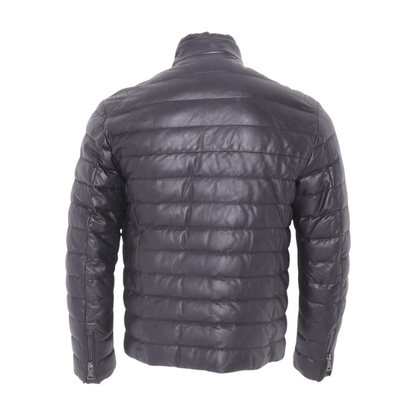 Black Varens Quilted Leather Biker Jacket