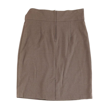 Brown Solid Midi Skirt