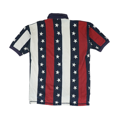 Vintage Navy Print Short Sleeve Polo