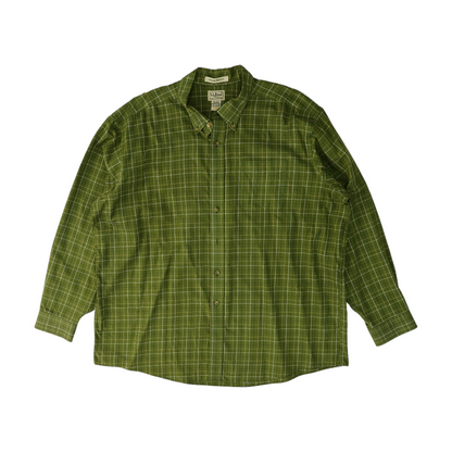 Green Plaid Long Sleeve Button Down