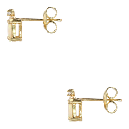 14K Yellow Gold Opal Stud Earrings