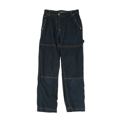 Navy Solid Casual Pants