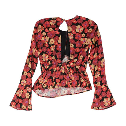 Red Floral Long Sleeve Blouse