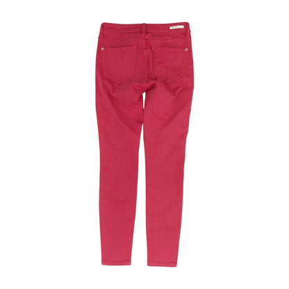 Pink Solid Mid Rise Skinny Leg Jeans