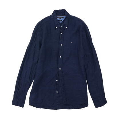 Navy Solid Long Sleeve Button Down