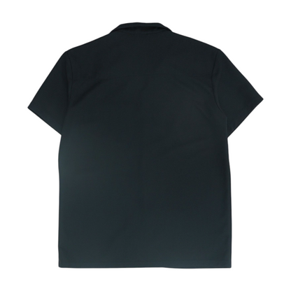 Black Solid Short Sleeve Button Down