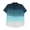 Blue Color Block Short Sleeve Button Down