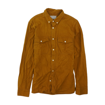 Brown Solid Long Sleeve Button Down