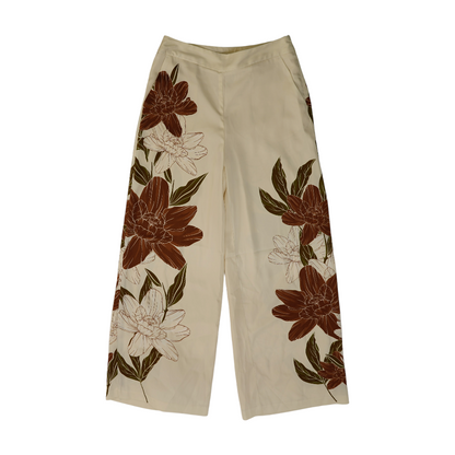 Beige Floral Pants