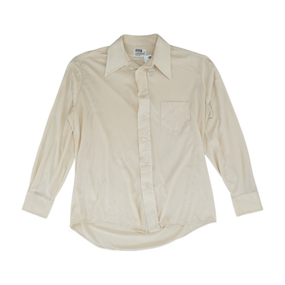 Vintage Beige Solid Long Sleeve Button Down