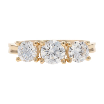 1 1/2 Ct 14K Gold Three Round Lab Grown Diamond Engagement Ring
